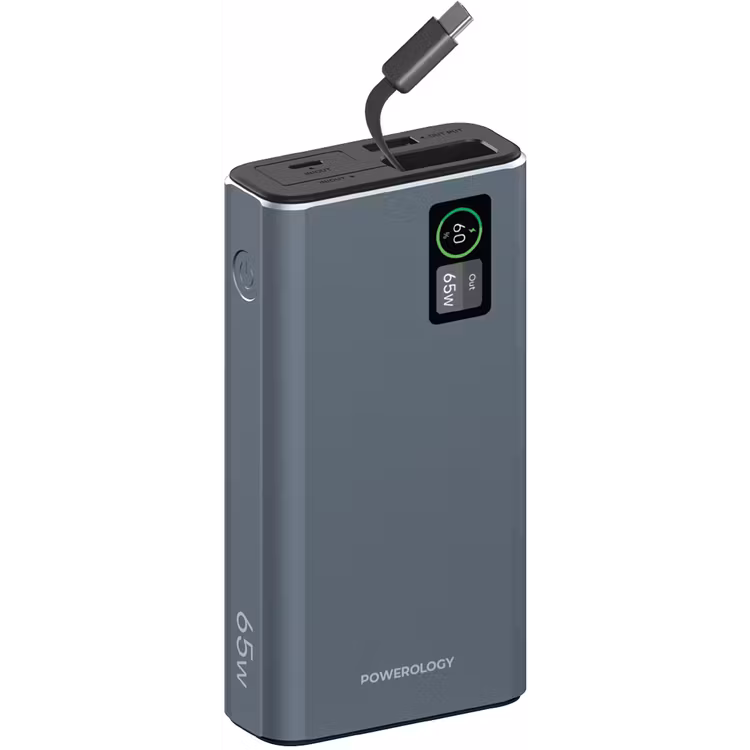 پاوربانک Powerology 20,000mAH 65W آلومینیومی مدل ۳۹۲۲